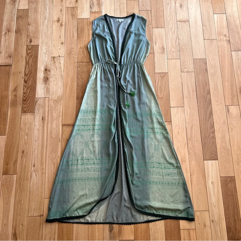Karma Highway Green Maxi Open Tie Front Elastic Waist Top One Size - Picture 1 of 10